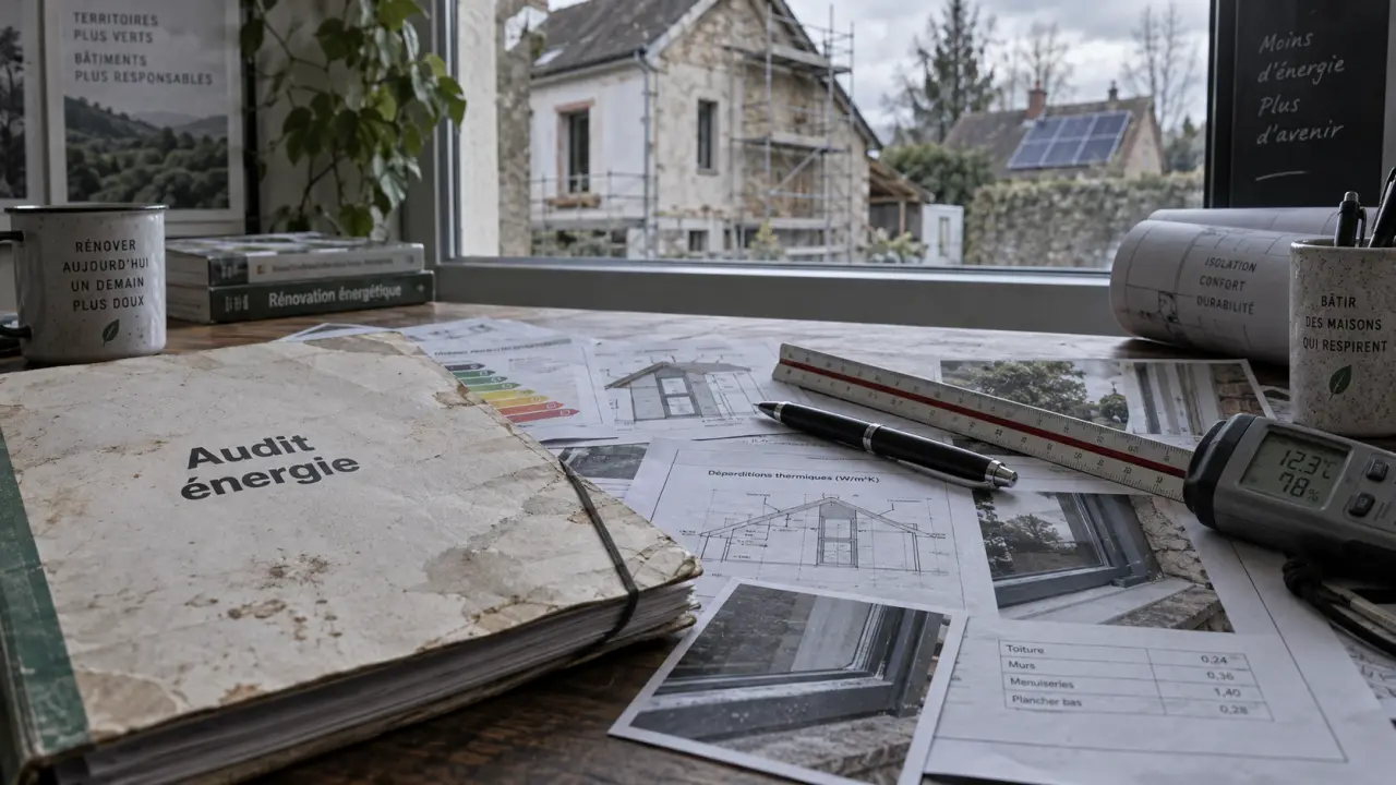 Énergie Brest : dossier d’audit thermique sur table, projet de rénovation énergétique