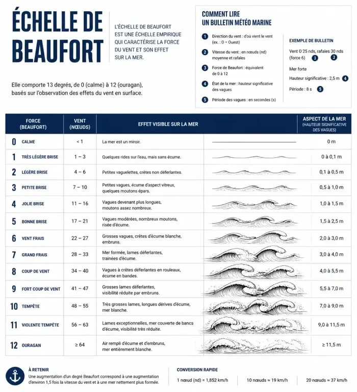 Échelle de Beaufort et lecture d'un bulletin météo marine à Brest