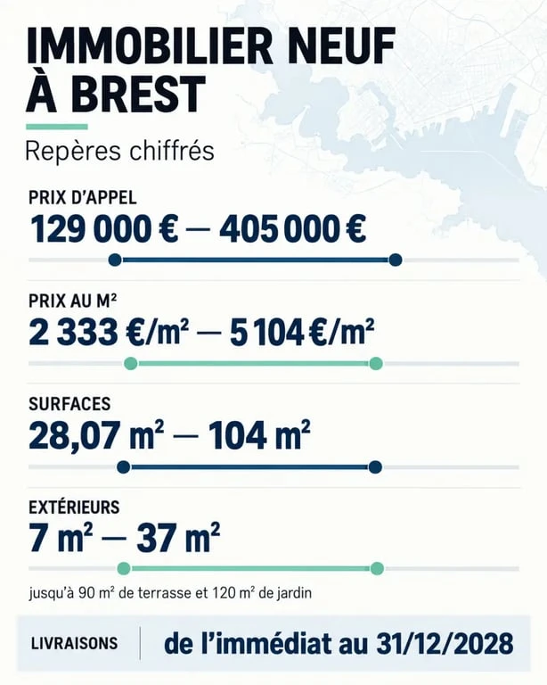 Infographie des prix et caractéristiques de l'immobilier neuf à Brest