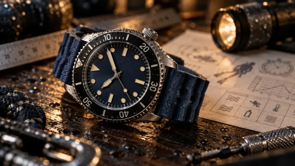 La brestoise montre : plongée 150 m, cadran et lunette noires