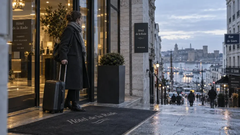 Brest hotel de la rade, entrée rue de Siam à Brest
